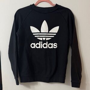 Adidas Women's Black Sweatshirt with White Trefoil